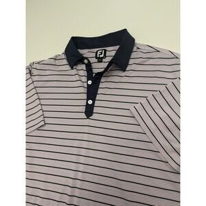Men's Footjoy Golf Striped Purple Collared Polo Shirt Preppy Size XL